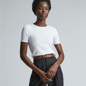 Everlane Pima Micro-Rib Crew Classic White T-Shirt - Size M